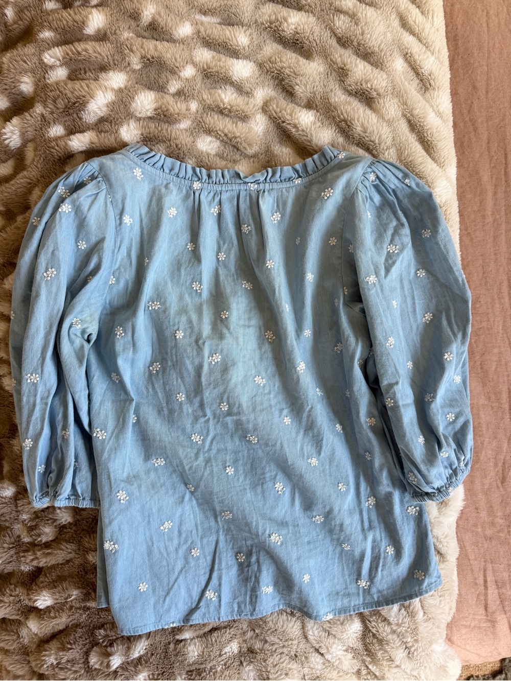 Sezane Kelia Blouse Light Denim Chambray - Size 6 - Picture 5 of 5